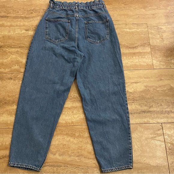 Zara Paper-bag High Waisted Tapered Blue Denim Jeans Size M Join Life Boho - Picture 3 of 11